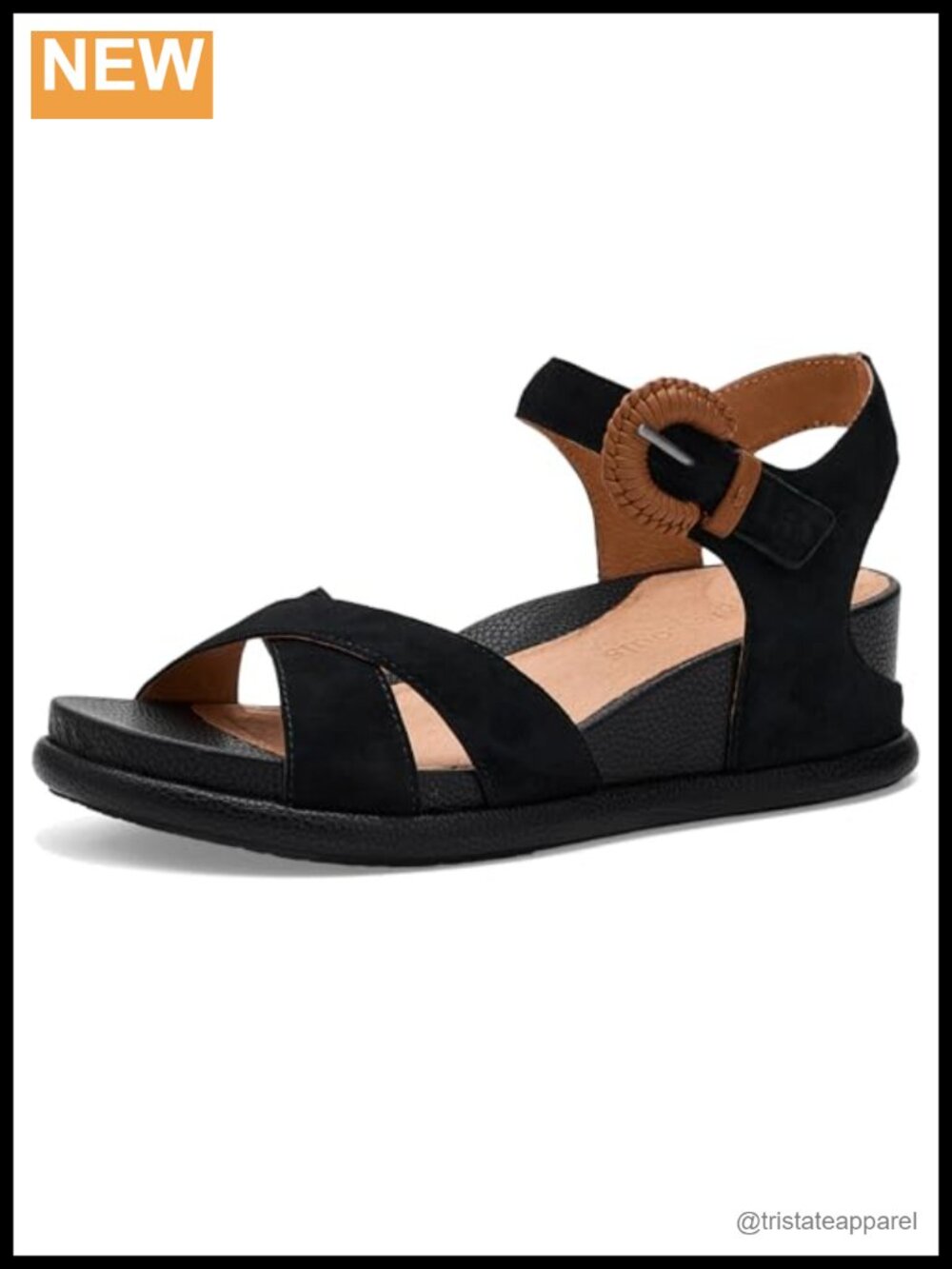 Leather Crisscross Ankle Strap Wedge Sandals Comfortable Open Toe